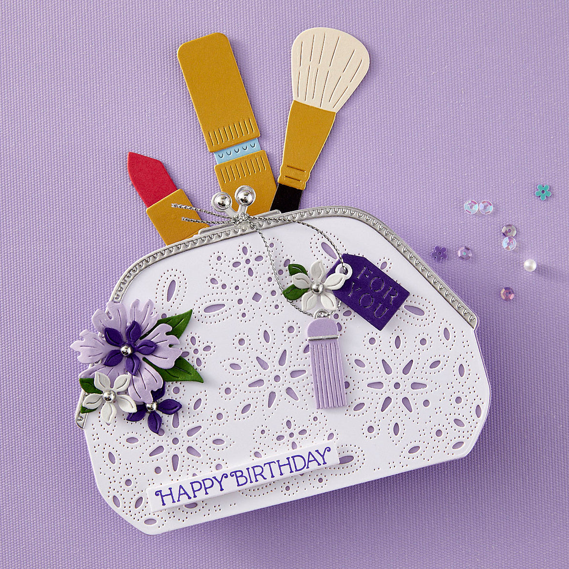 Spellbinders Gorgeous You Makeup Bag Etched Dies - Gorgeous You Collection