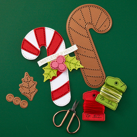 Spellbinders Felt Candy Cane Etched Dies - Felt Stitch & Create Collection by Nichol Spohr