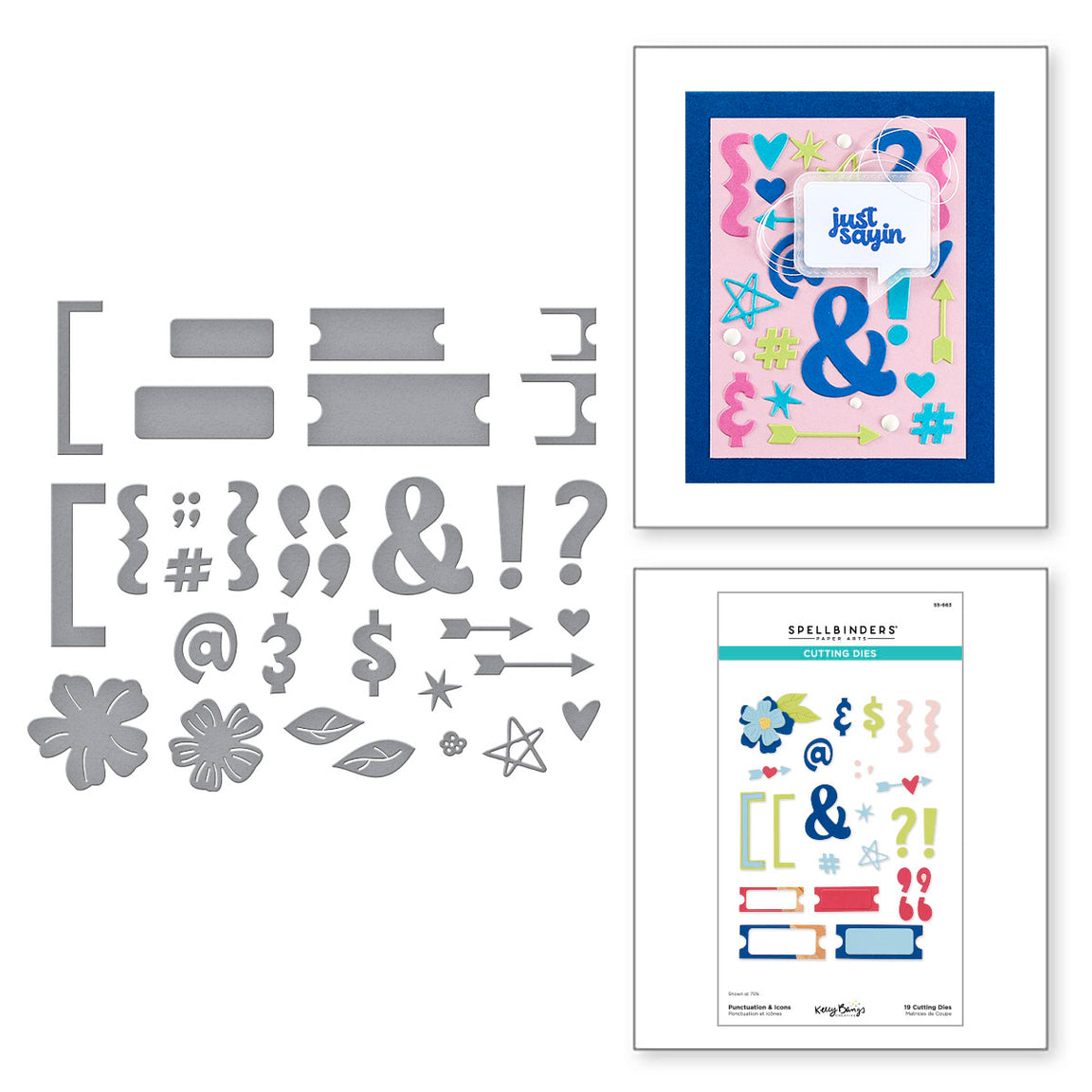 Spellbinders Punctuation & Icons Etched Dies - Just Sayin' Collection - Kelly Bangs