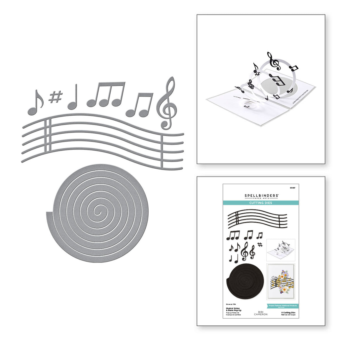 Spellbinders Musical Notes & Stave Pop-Up Etched Dies from the Bibi's Musical Notes Collection by Bibi Cameron