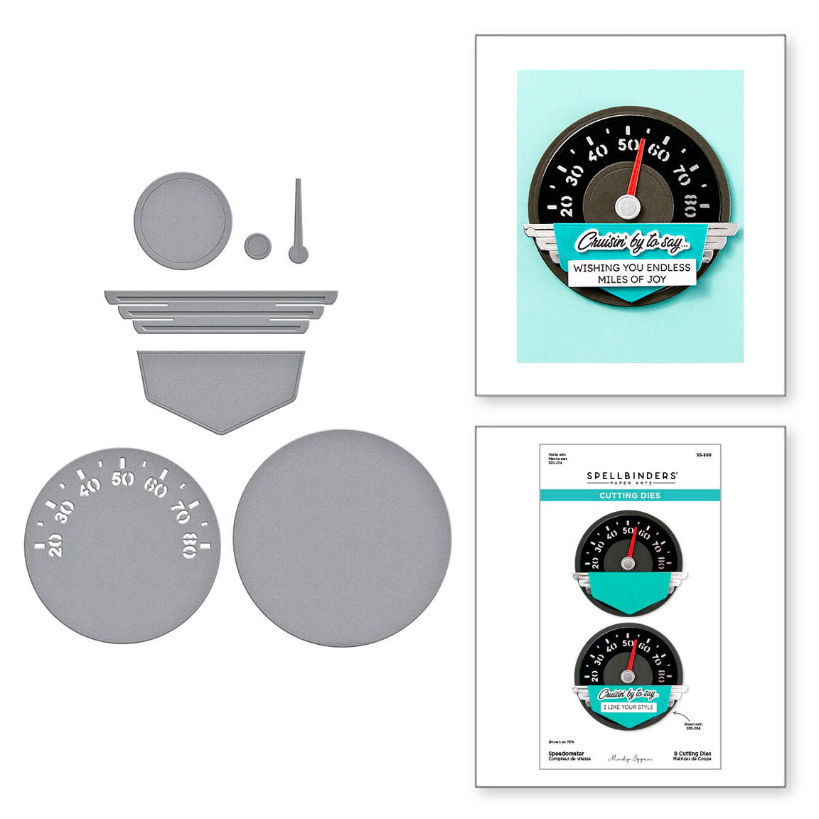 Spellbinders Speedometer Etched Dies from the Classic Road Legends Collection by Mindy Eggen