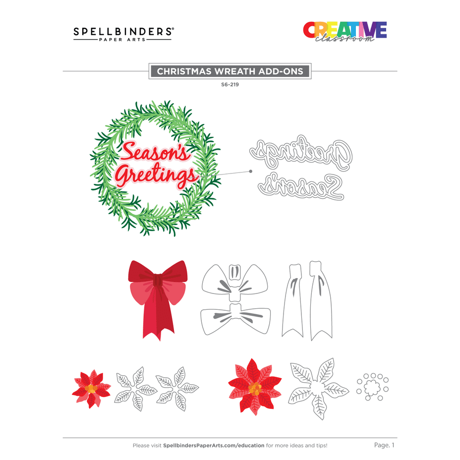Spellbinders Christmas Wreath Add-Ons Etched Dies - Beautiful Wreaths Collection - Suzanne Hue