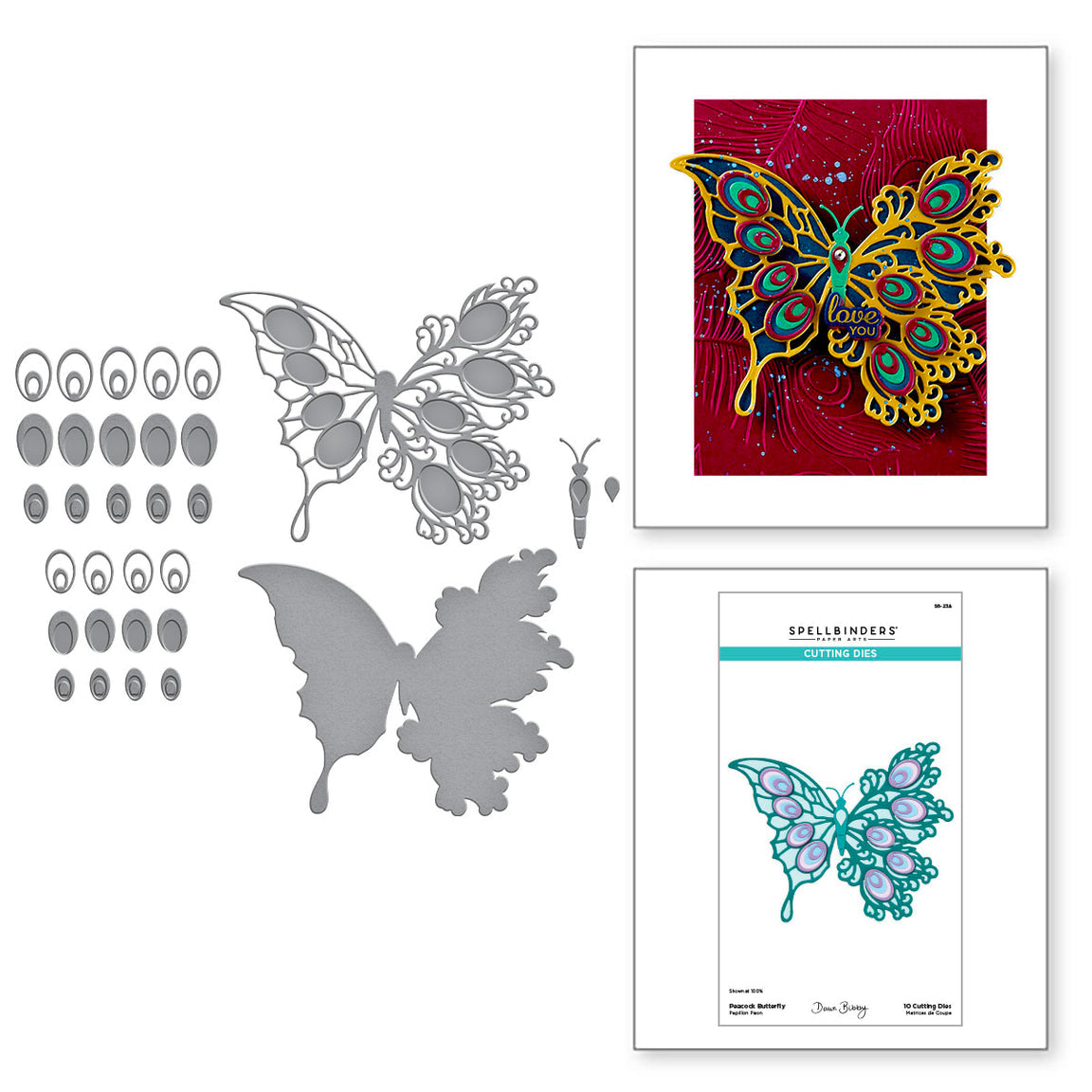 Spellbinders Peacock Butterfly Etched Dies - Peacock Paradise Collection