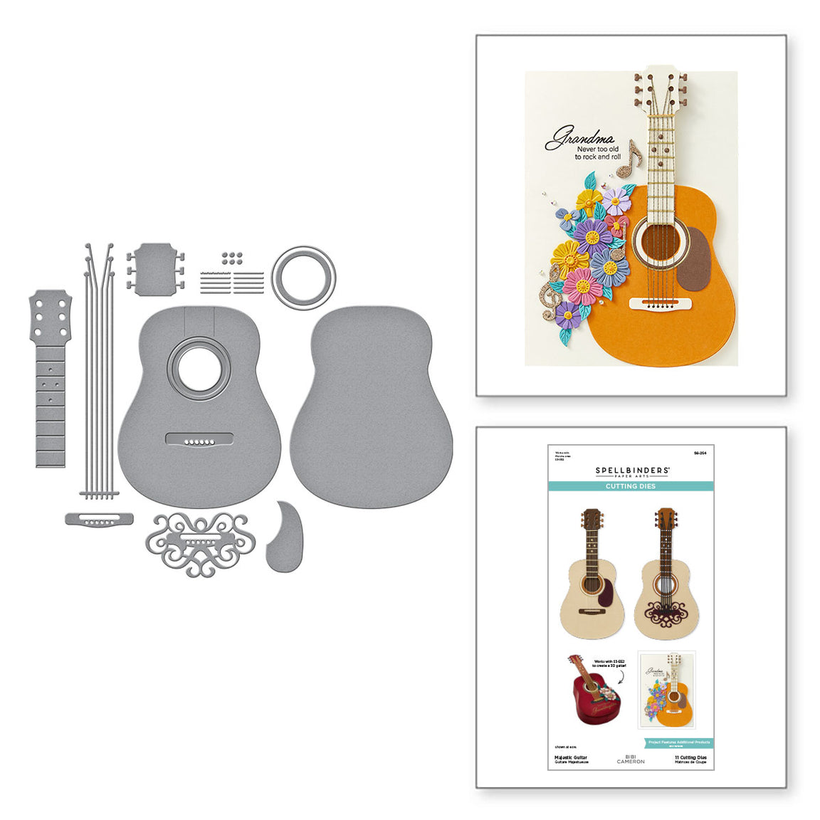 Spellbinders Majestic Guitar Etched Dies from the Bibi's Musical Notes Collection by Bibi Cameron
