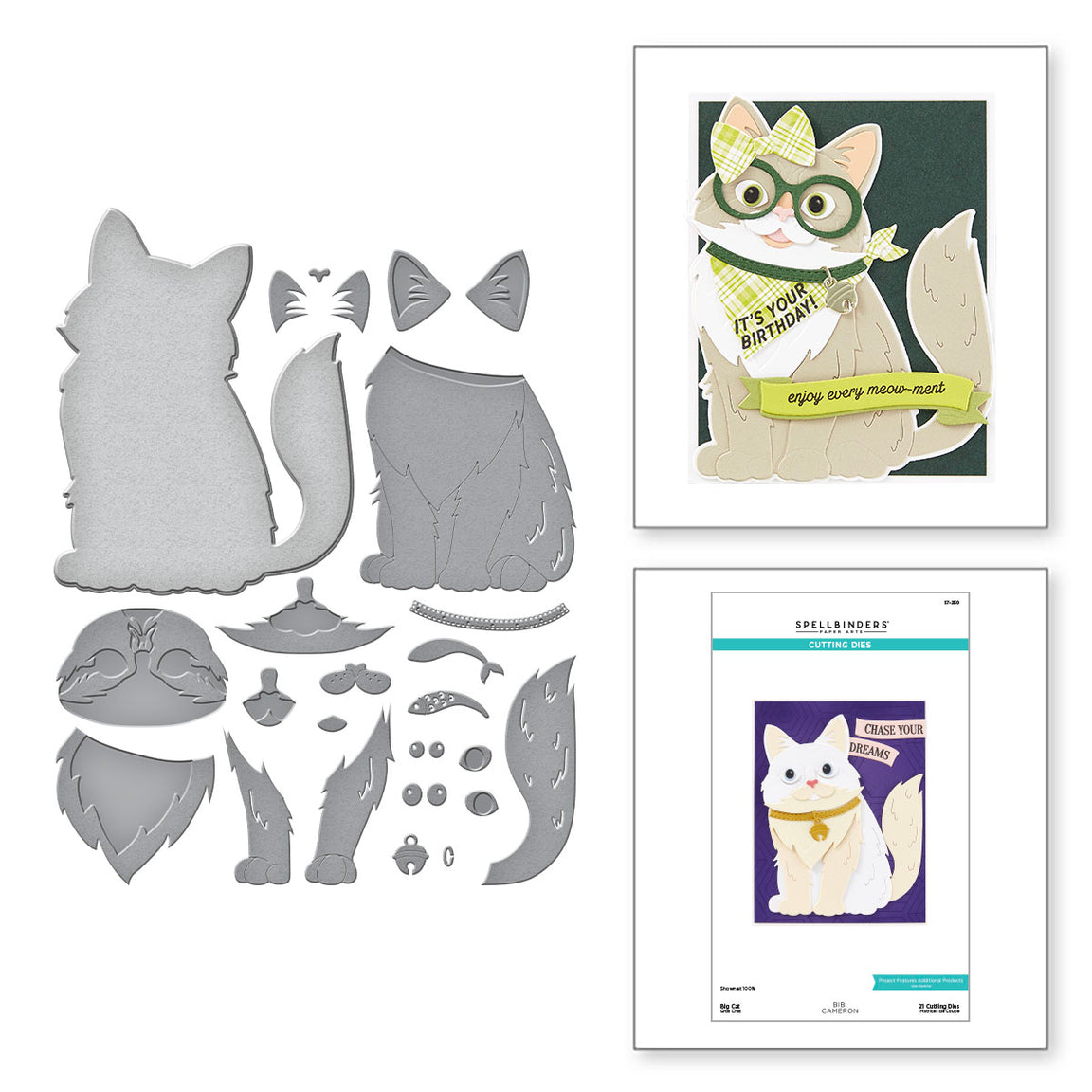 Spellbinders Big Cat Etched Dies - Bibi's Cats and Pugs Collection