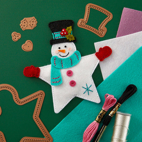 Spellbinders Felt Snowman Star Etched Dies - Felt Stitch & Create Collection by Nichol Spohr