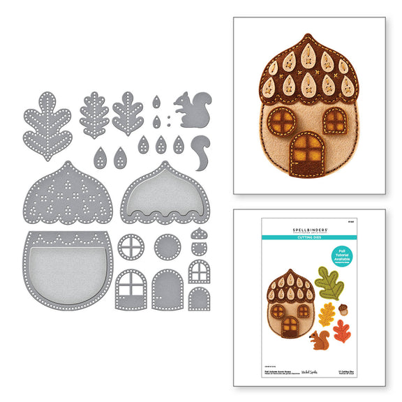 Spellbinders Felt Autumn Acorn House Etched Dies - Felt Stitch & Create Collection by Nichol Spohr