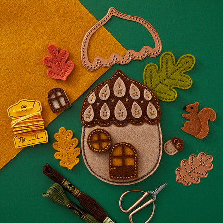 Spellbinders Felt Autumn Acorn House Etched Dies - Felt Stitch & Create Collection by Nichol Spohr