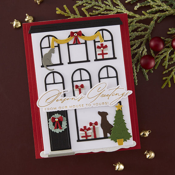 Spellbinders Christmas Cheer Sentiments BetterPress Plate & Die Set from the City Holiday Collection by Yana Smakula