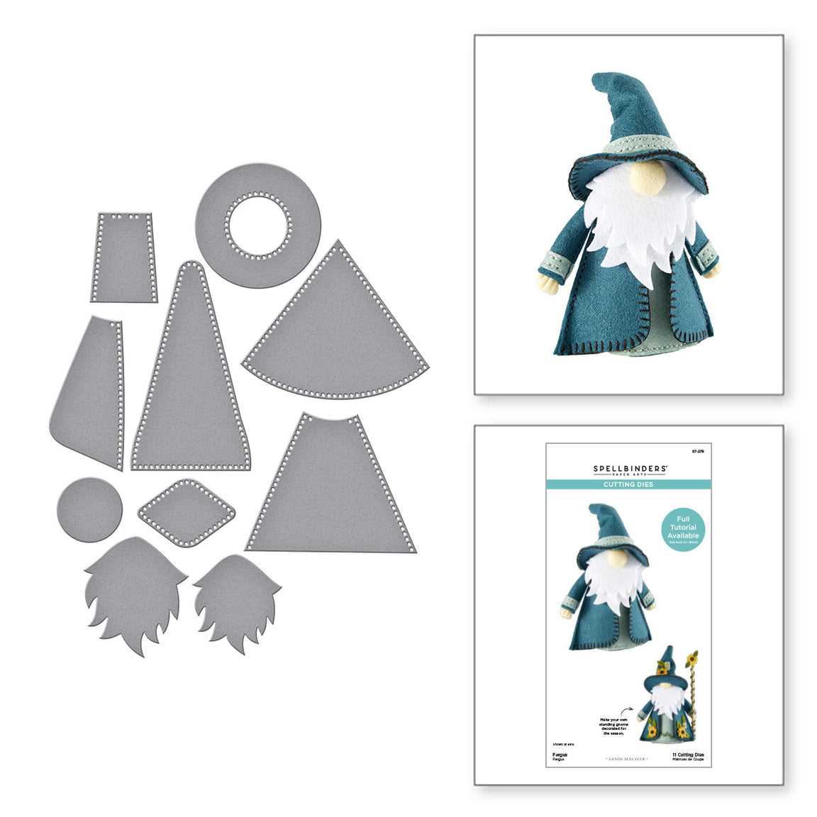 Spellbinders Fergus Etched Dies from the 3D Felt Décor Collection by Sandi MacIver