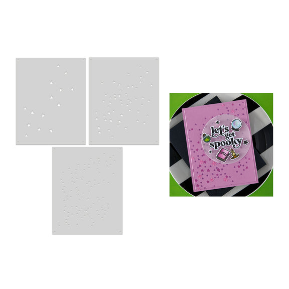 Spellbinders Hero Arts Color Layering Scattered Stars Stencils from the Hocus Pocus Collection