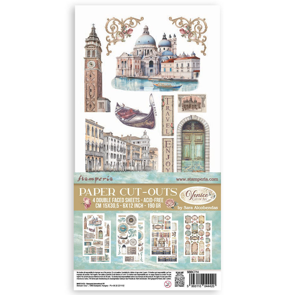 Stamperia Paper cut-outs 2 Double Face - 4 sheets cm. 15x30,5 - Venice City of Art SBBCT14
