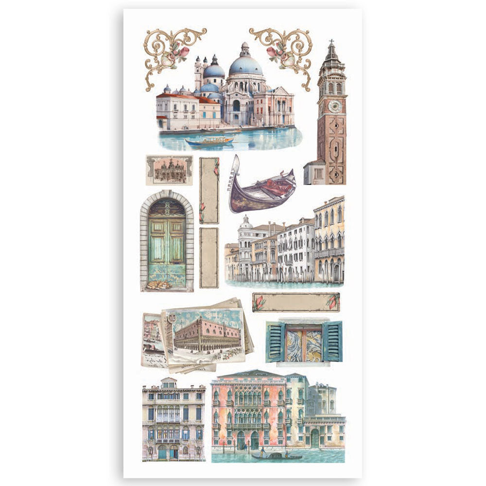 Stamperia Paper cut-outs 2 Double Face - 4 sheets cm. 15x30,5 - Venice City of Art SBBCT14