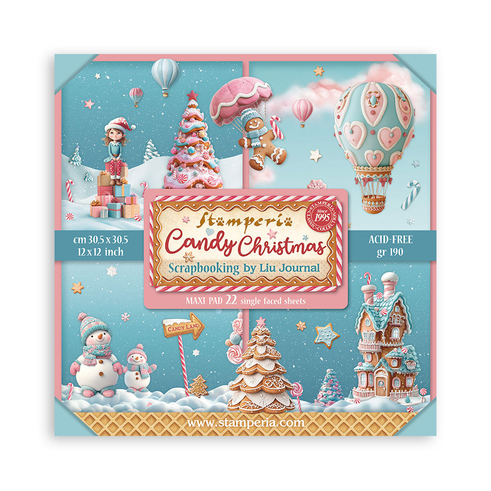 Stamperia Candy Christmas 12x12" Single Sided Paper Pad from the Candy Christmas Collection