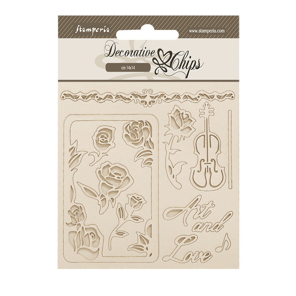Stamperia Decorative chips cm 14x14 - Venice City of Art roses and frame SCB270
