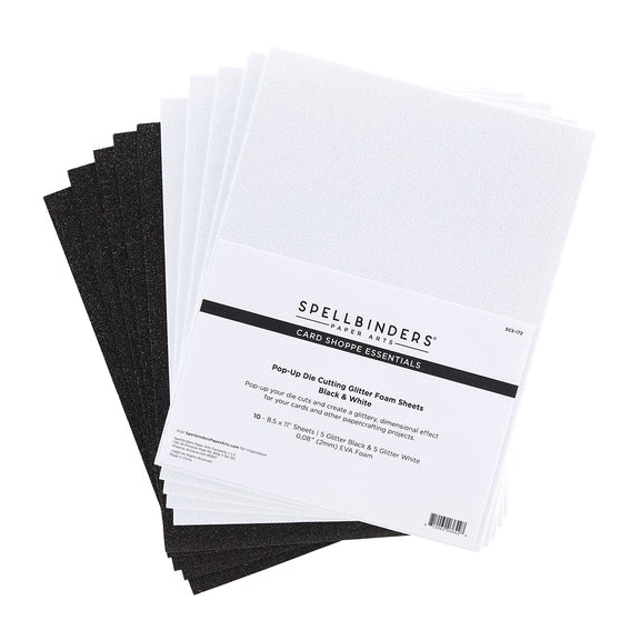 Spellbinders Pop-Up Die Cutting Glitter Foam Sheets - Black & White