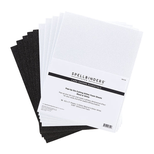Spellbinders Pop-Up Die Cutting Glitter Foam Sheets - Black & White