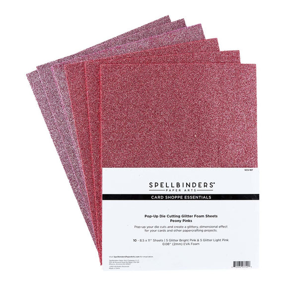 Spellbinders Pop-up Die Cutting Glitter Foam Sheets - Peony Pinks