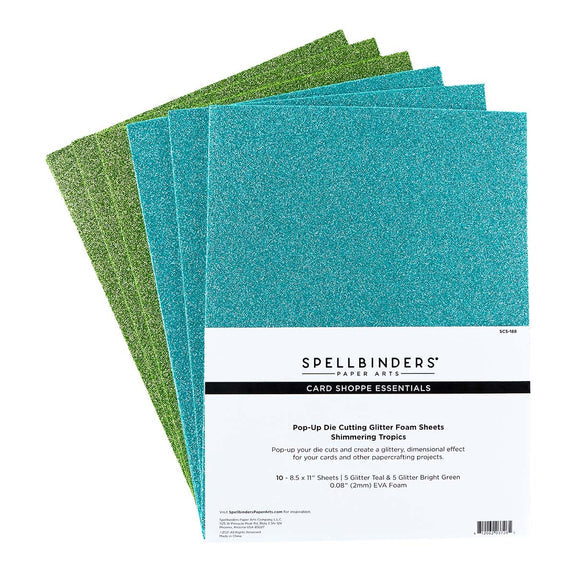 Spellbinders Pop-Up Die Cutting Glitter Foam Sheets - Shimmering Tropics