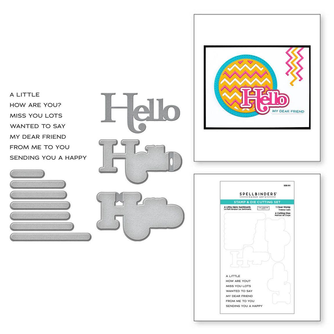 Spellbinders A Little Hello Sentiments Clear Stamp & Die Set - Spotlight Frames and Florals Collection