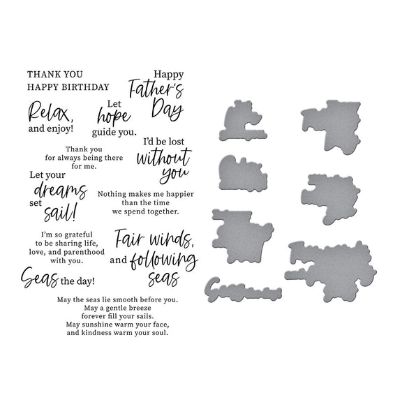 Spellbinders Fair Winds Sentiments Clear Stamp and Die Set - Fair Winds Collection