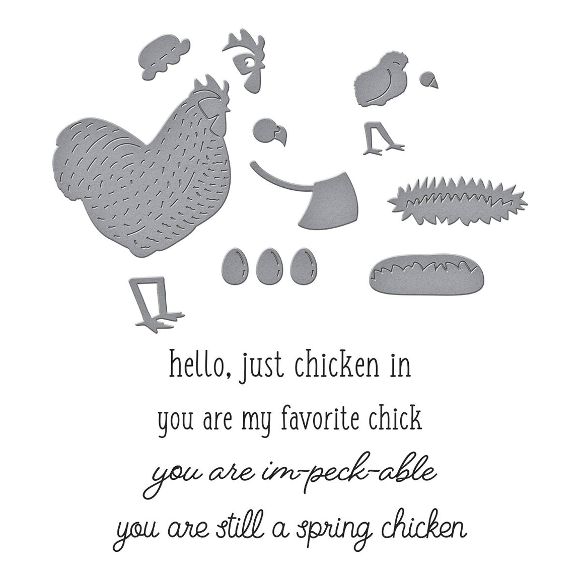 Spellbinders Spring Chicken Clear Stamp & Die Set - On the Farm Collection