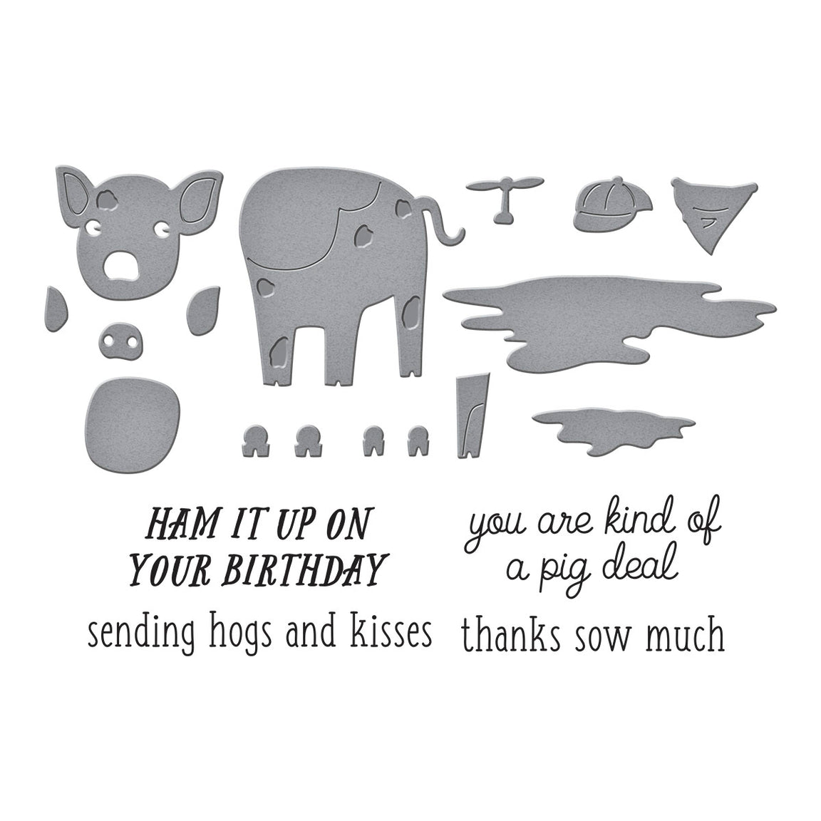 Spellbinders Ham It Up Clear Stamp & Die Set - On the Farm Collection