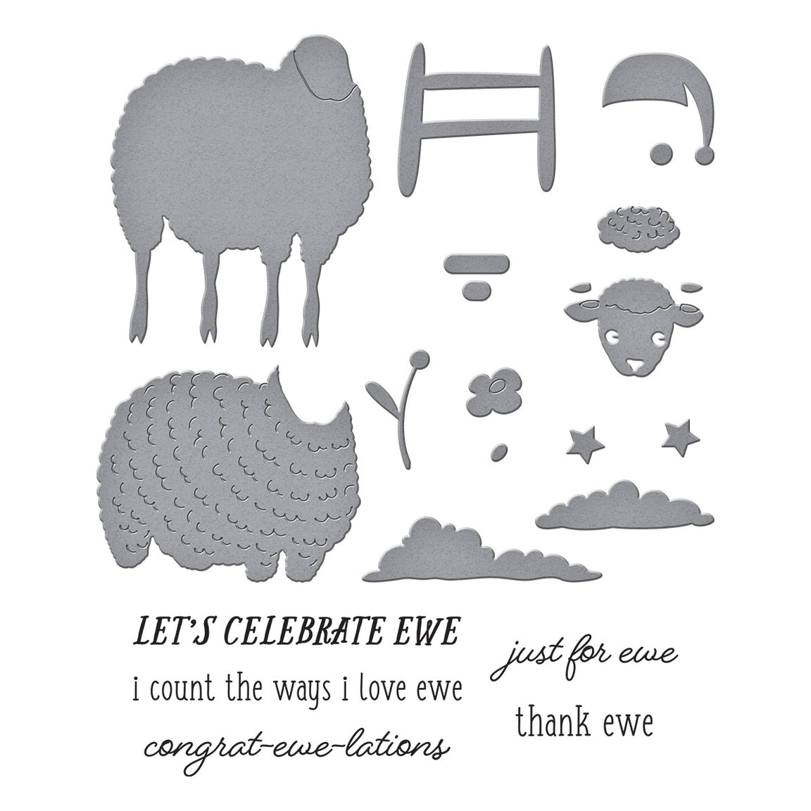 Spellbinders Counting Sheep Clear Stamp & Die Set - On the Farm Collection
