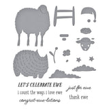 Spellbinders Counting Sheep Clear Stamp & Die Set - On the Farm Collection