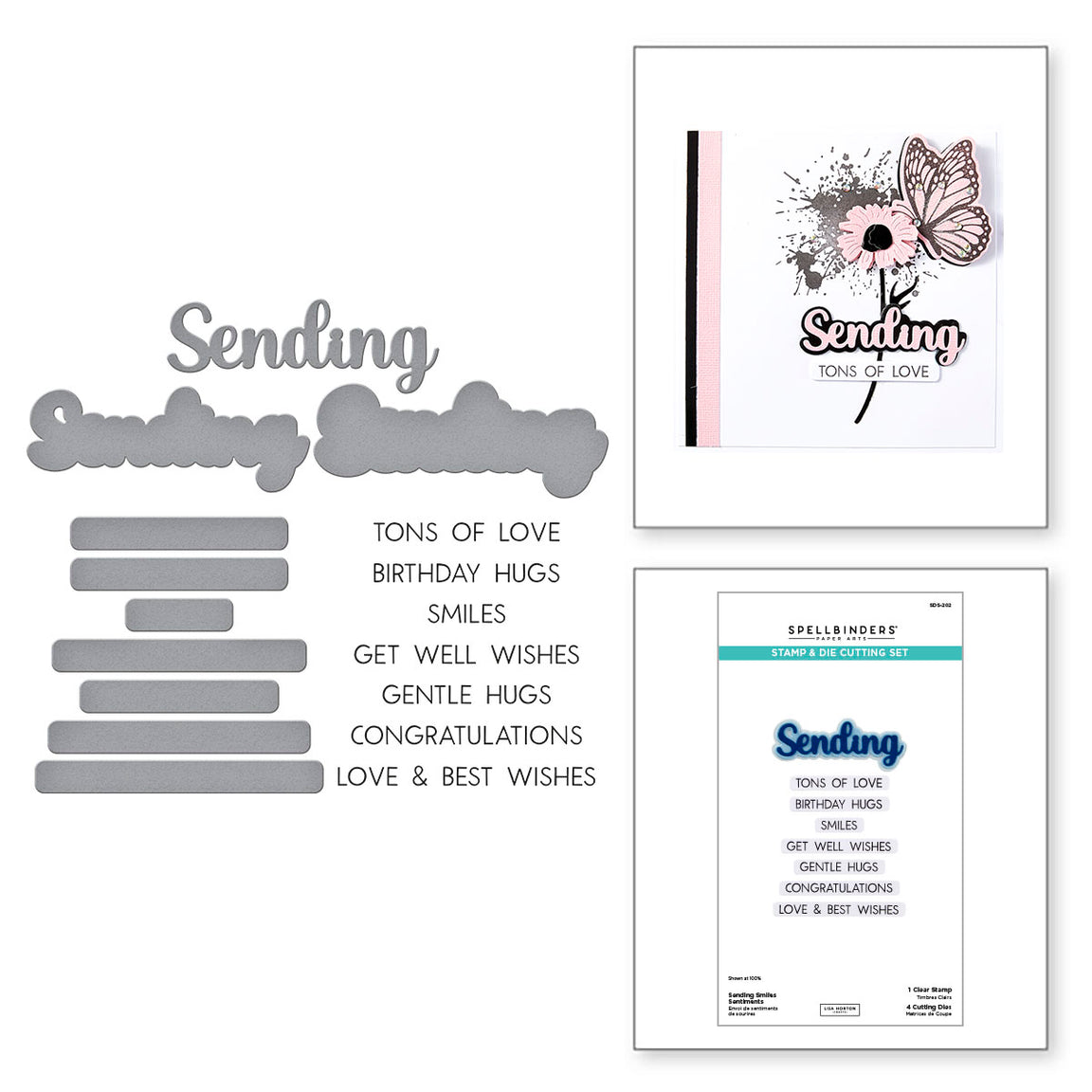 Spellbinders Sending Smiles Sentiments Clear Stamp & Die Set from the Wildflowers Collection by Lisa Horton