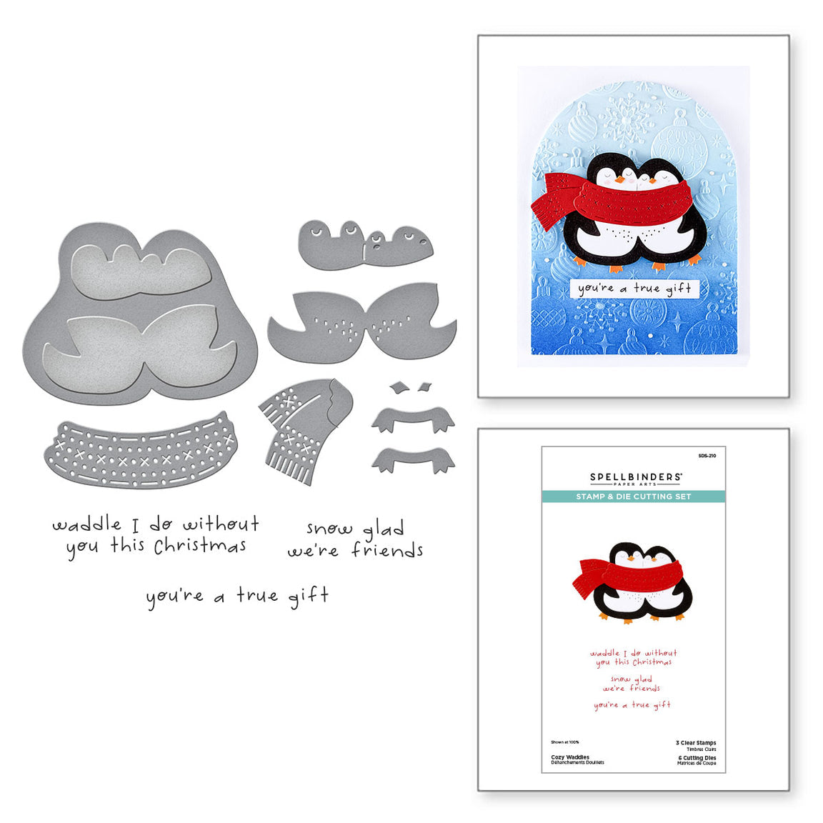 Spellbinders Cozy Waddles Clear Stamp & Die Set from the Merry Mischief Collection