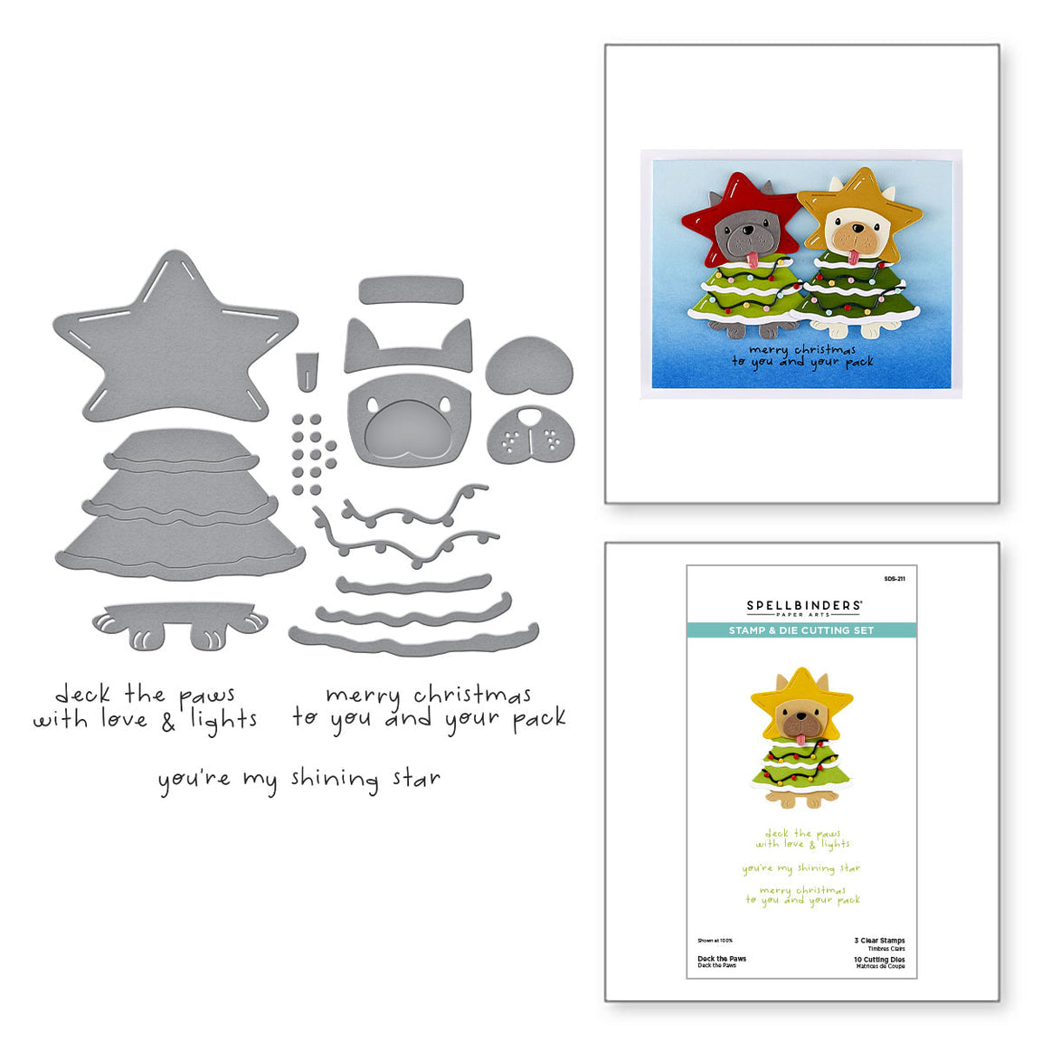 Spellbinders Deck the Paws Clear Stamp & Die Set from the Merry Mischief Collection