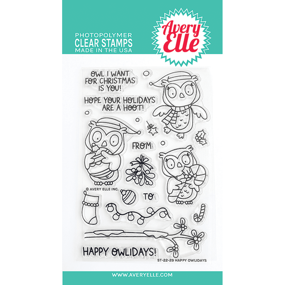 Avery Elle Happy Owlidays Clear Stamp & Die Set Bundle