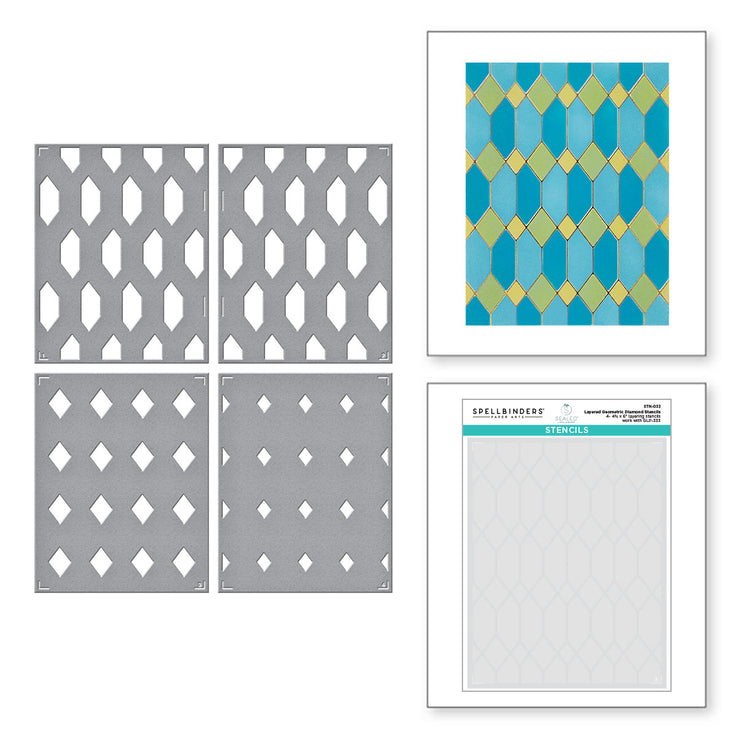 Spellbinders Layered Geometric Diamond Stencils - Sealed by Spellbinders Collection