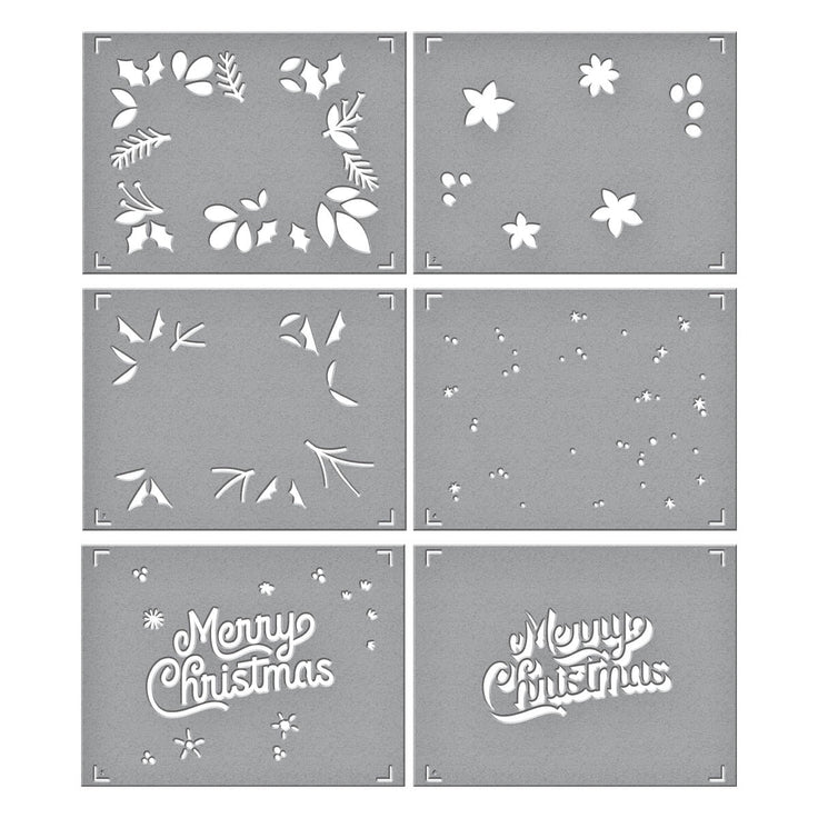 Spellbinders Layered Merry Christmas Foliage Stencil & Die Bundle - Layered Christmas Stencils Collection
