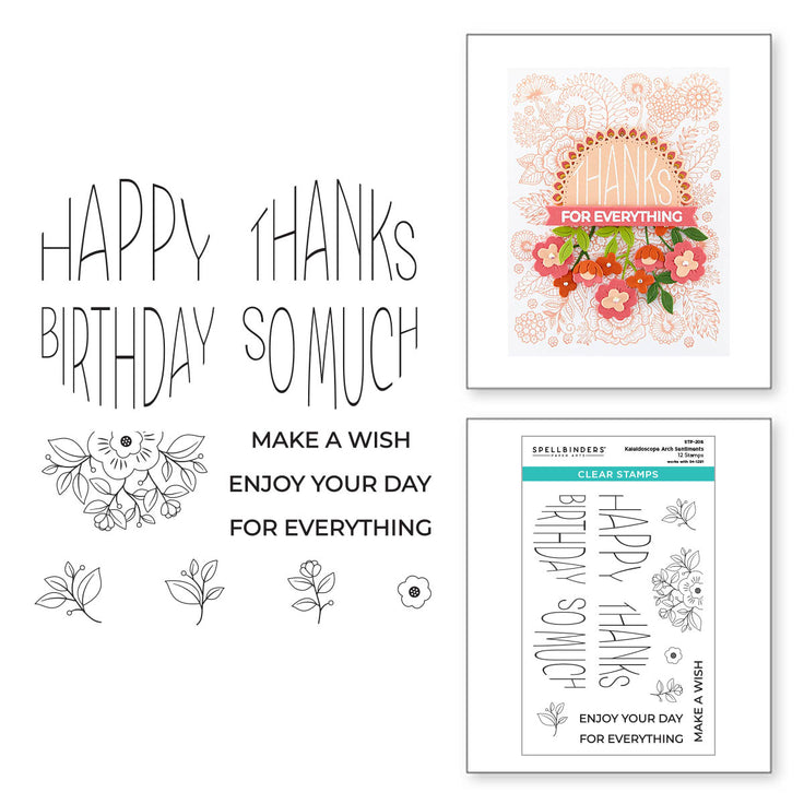 Spellbinders Kaleidoscope Arch Sentiments Clear Stamp Set - Kaleidoscope Arch Collection
