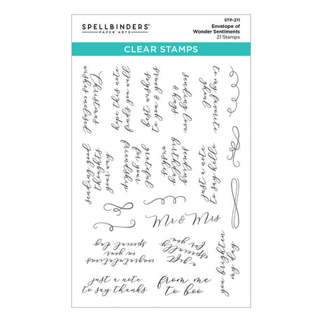 Spellbinders Envelope of Wonder Sentiments Clear Stamp Set - Envelope of Wonder Collection
