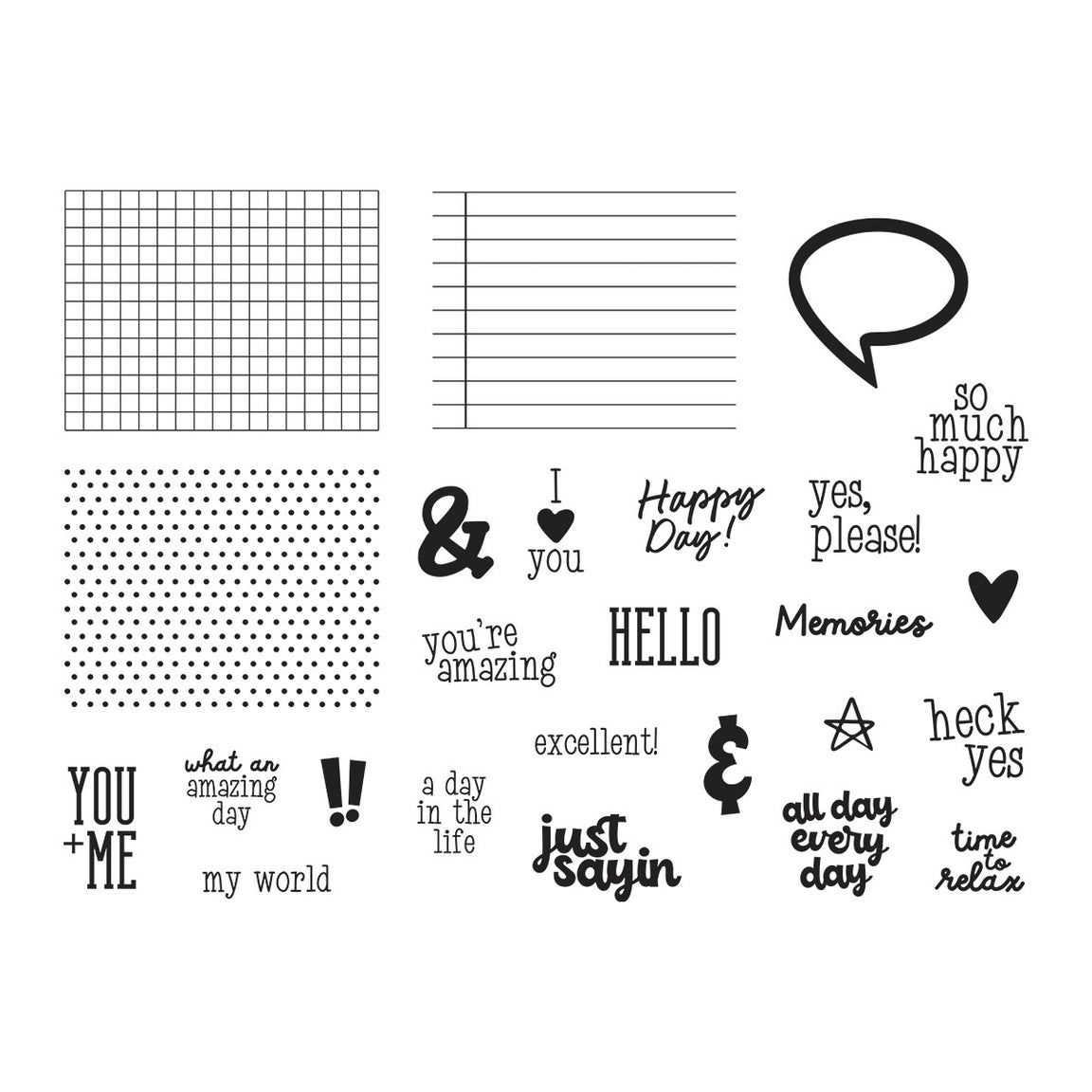 Spellbinders Speech Bubbles Sentiments Clear Stamp Set - Just Sayin' Collection - Kelly Bangs