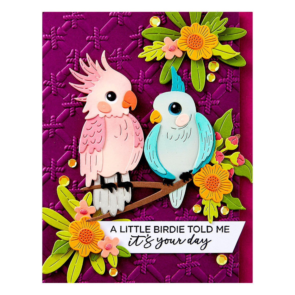 Spellbinders Spread Your Wings Sentiments Clear Stamp Set from the Cheerful Chirps Collection