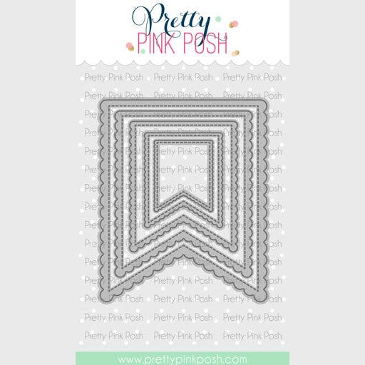 Pretty Pink Posh Scallop Flag Tags Dies