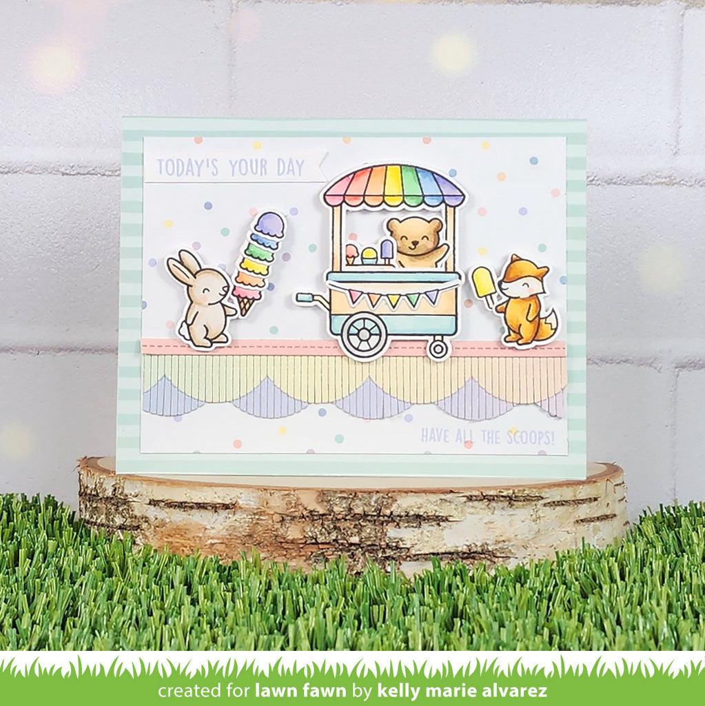 Lawn Fawn Treat Cart Sentiment Add-on Stamp and Die Set Bundle