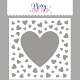 Pretty Pink Posh Scattered Hearts Frame Stencil