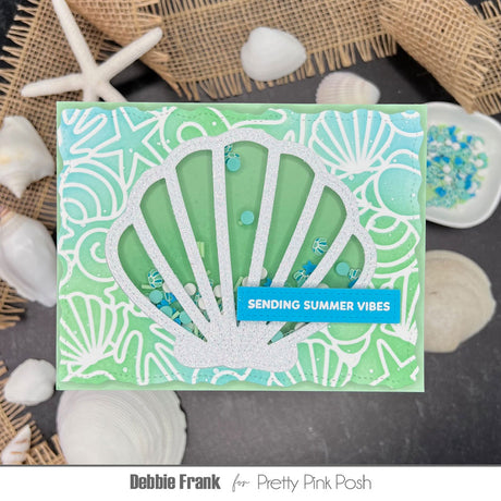Pretty Pink Posh Seashell Background Stencil