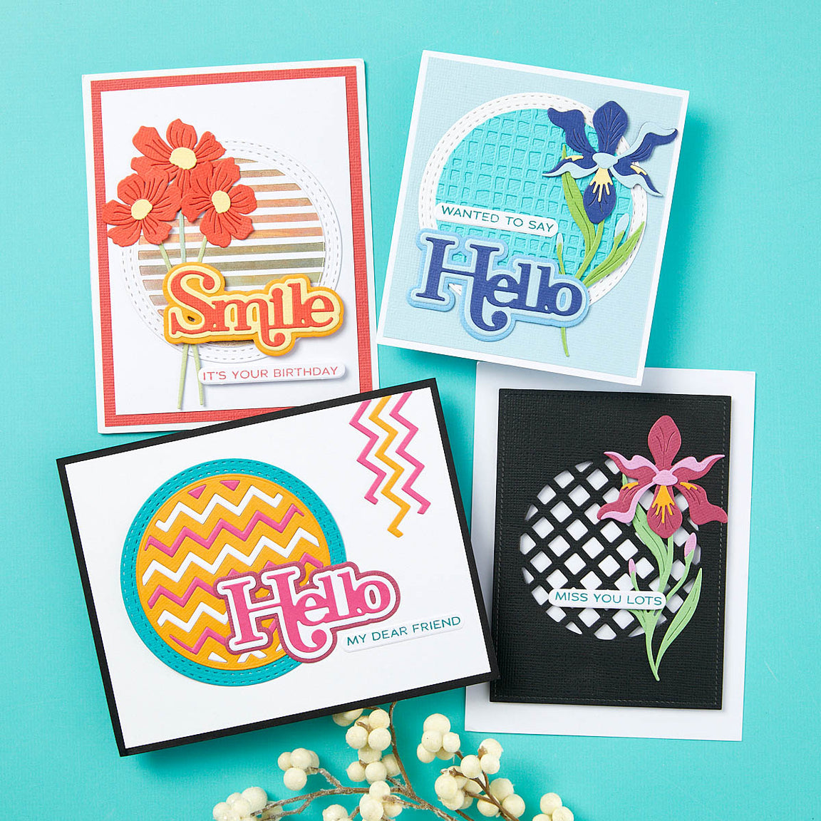 Spellbinders You Make Me Smile Sentiments Clear Stamp and Die Set - Spotlight Frames and Florals Collection