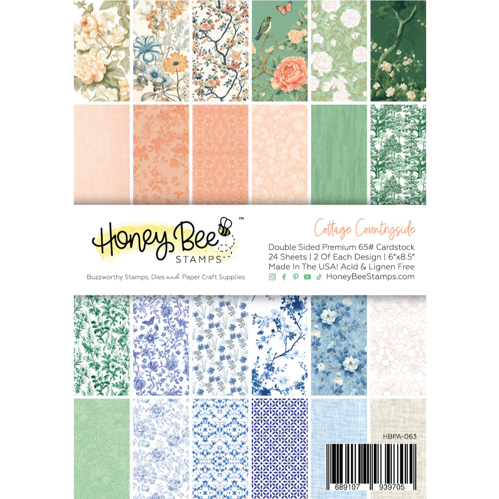 Honey Bee Stamps Cottage Countryside Paper Pad 6x8.5