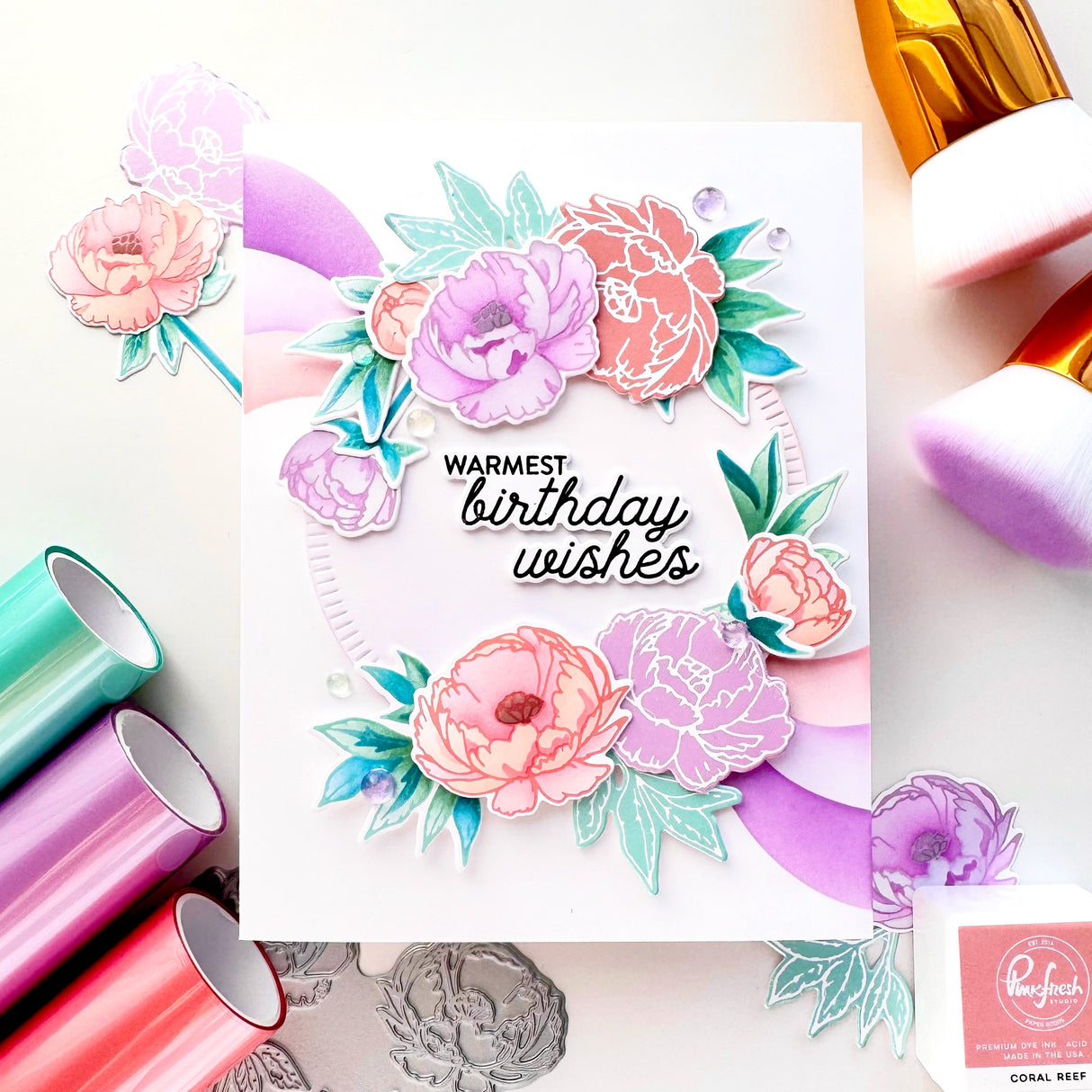 Pinkfresh Studio Blushing Blooms stencil