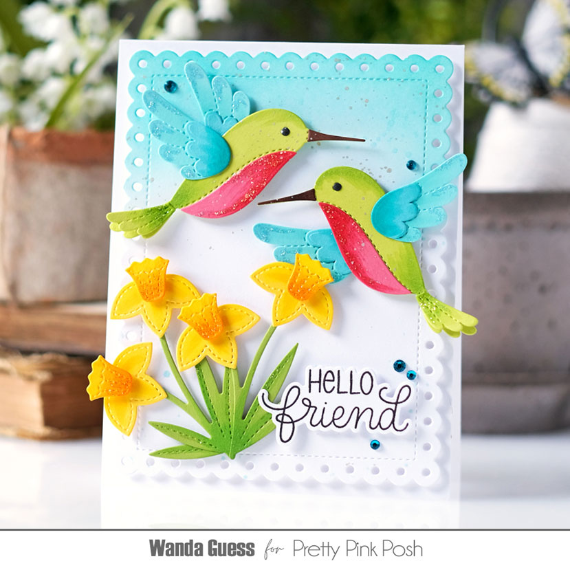 Pretty Pink Posh Stitched Hummingbirds