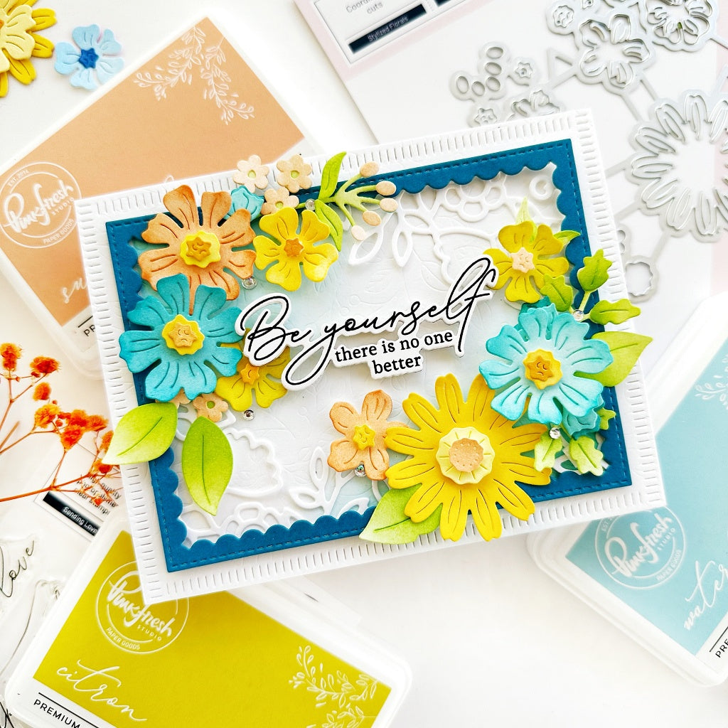 Pinkfresh Studio Stylized Florals Die & Stencil Set Bundle