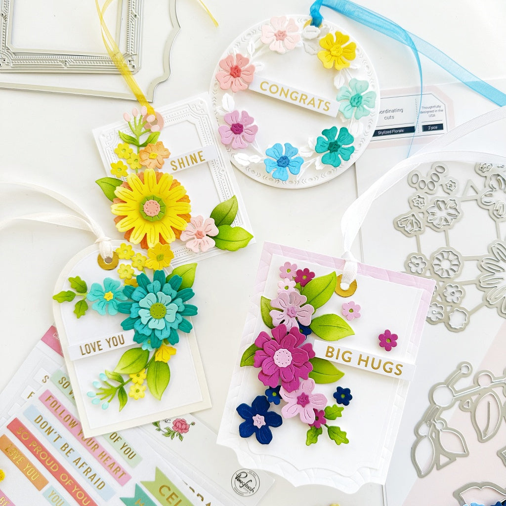 Pinkfresh Studio Stylized Florals Die & Stencil Set Bundle