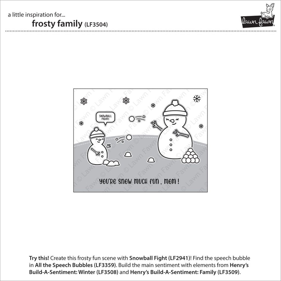 Lawn Fawn Frosty Family Stamp, Die & Stencil Bundle